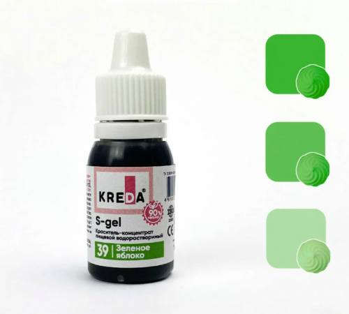 S-gel 39 зеленое яблоко, концентрат водораств. для окраш. KREDA Bio, компл. пищ. добавка фото