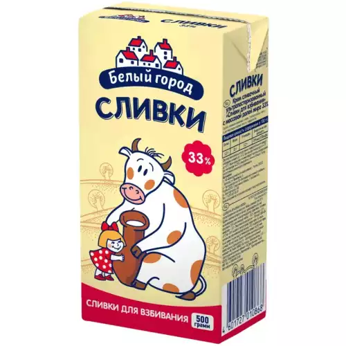 Сливки Белый город для взбивания 33% 1 л фото