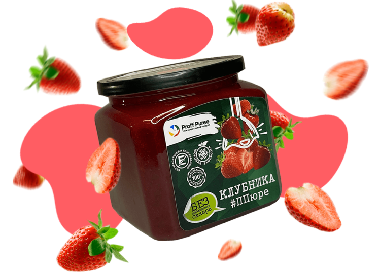 Клубника пюре без сахара 500гр Proff Puree фото