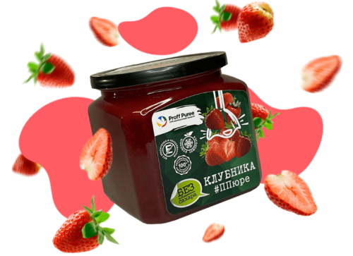 Клубника пюре без сахара 500гр Proff Puree фото