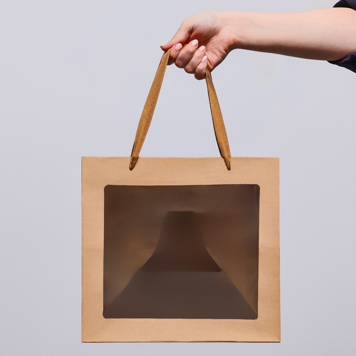 пакет крафтовый  24*24*25 с окном фото