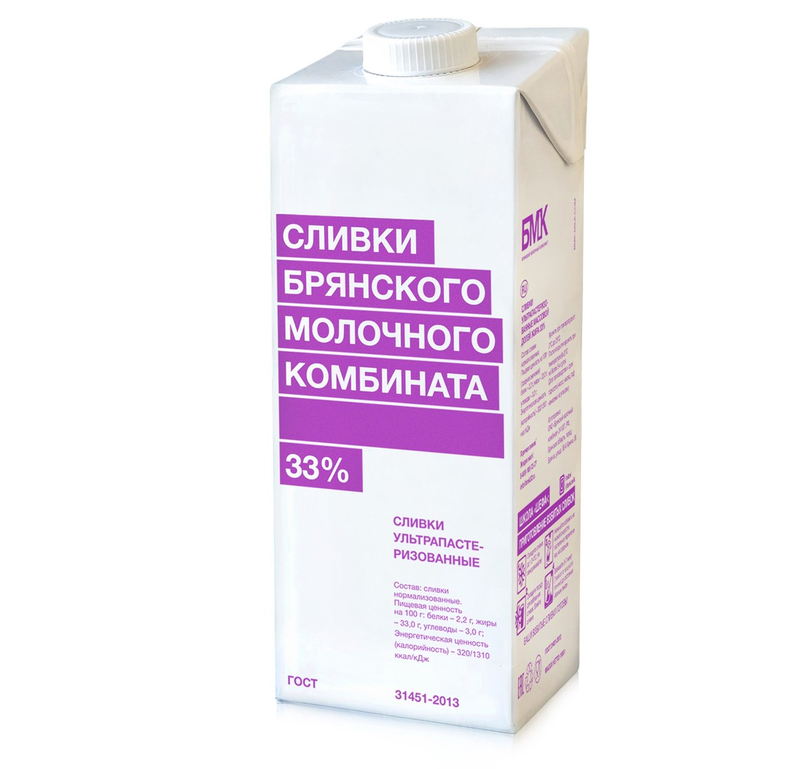 Сливки Брянского молочного комбината 38% 1л фото