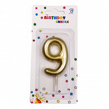 Свеча для торта Цифра золото высота 6см 9 фото