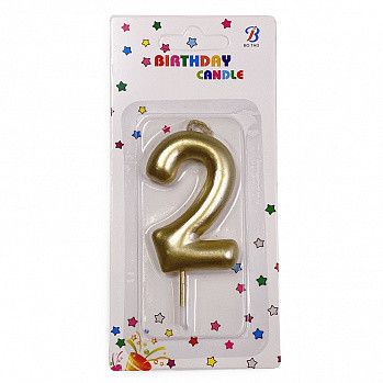 Свеча для торта Цифра Золото высота 45 мм 2 фото