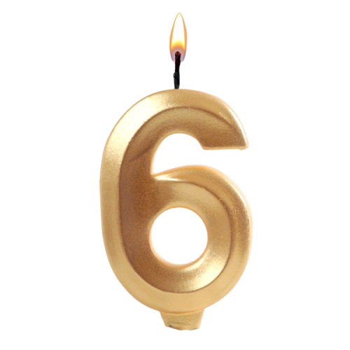 Свеча для торта Цифра Металлик золото высота 7 см 6 фото