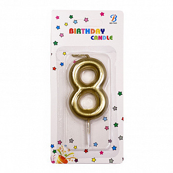 Свеча для торта Цифра Золото высота 45 мм 8 фото